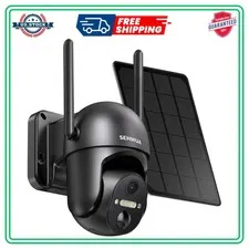 Solar Security Camera Wireless 2K 360 View Battery Powered Outdoor WiFi Spotl...