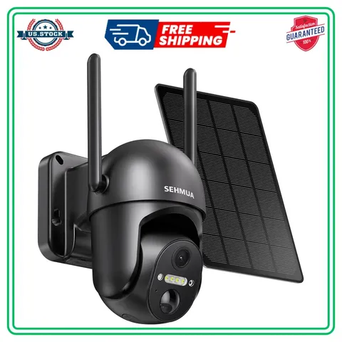 Solar Security Camera Wireless 2K 360 View Battery Powered Outdoor WiFi Spotl...
