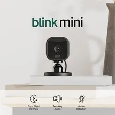 Blink Mini - Indoor plug-in smart security camera, 1080p HD, night vision, Black