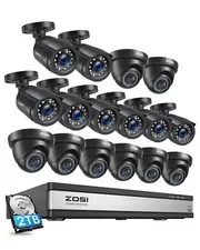 ZOSI H.265+ 16 CH HD Full 1080P Surveillance CCTV DVR Security Camera System 2TB