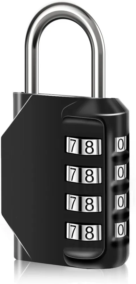 4-Digit Combination Padlock Heavy Duty Zinc Alloy Gym Box-Dark Black | Waterproo