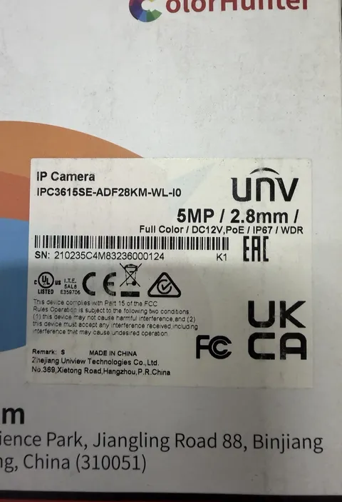 Uniview IPC3615SE-ADF28KM-WL-I0 5MP Full ColorHunter IP  Camera 2.8mm PoE NEW