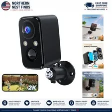 2K WiFi Security Camera - Outdoor Wireless Surveillance with Real-Time Alerts