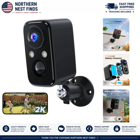 2K WiFi Security Camera - Outdoor Wireless Surveillance with Real-Time Alerts