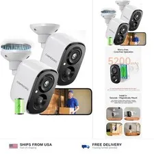 2 Pack 2.5K Security Camera Wireless Outdoor, 2.4G WiFi Battery Powered Outdo...