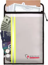 Fireproof Document Bag (15 X 11 Inch) with 2 Pockets, Fire Safe Envelope Bag for