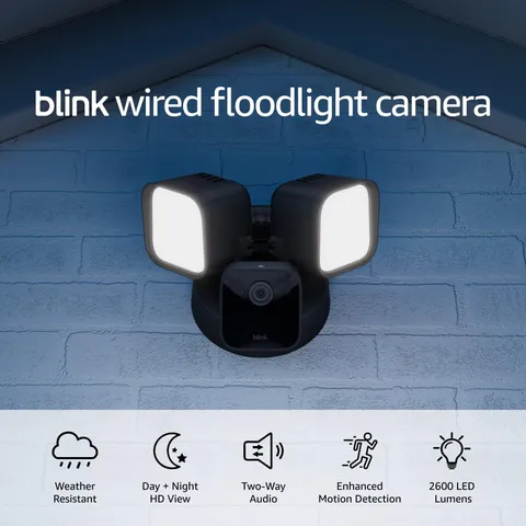 Wired Floodlight Camera - Smart Security Camera, 2600 Lumens, HD Live View, Enha