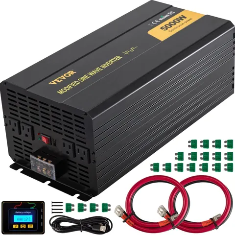 Power Inverter, 5000W Modified Sine Wave Inverter, DC 12V to AC 120V Car Convert