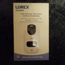 Lorex 2K Dual Lens Indoor Pan-Tilt Wi-Fi Security Camera,128 GB Card,Smart Home 