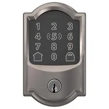 Schlage Encode Plus Satin Nickel Metal Wi-Fi Deadbolt With Camelot Trim
