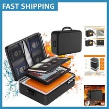 5200°F Fireproof Document Organizer with Lock | Portable 8-Layer Storage Box