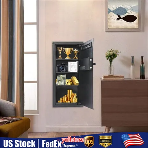 14.57*3.94*31.5 In Black Wall-mounted Safe With Keys Modern Hidden Wall safe