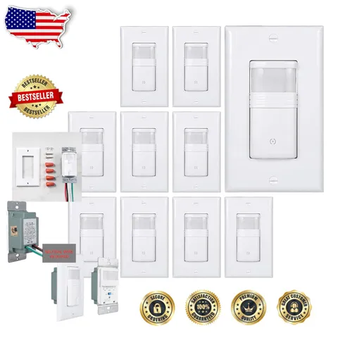 10-Pack Motion Sensor Light Switch - Indoor Wall Mount White
