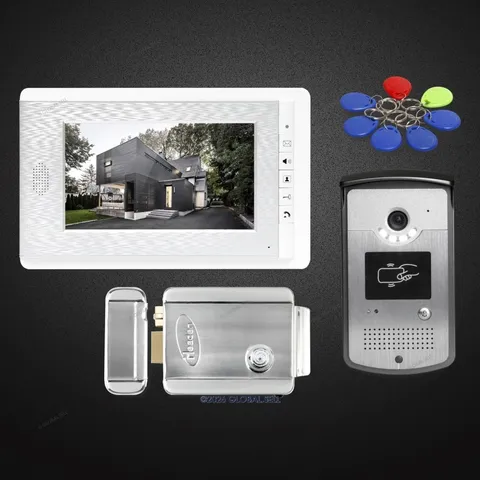 7inch Wired Video Door Phone Intercom System Electric Lock with Keys Included