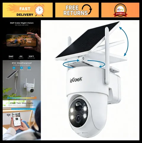 Wireless 2K Outdoor Security Camera, IP66, 360° View, Color Night Vision, AI Det