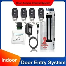 Door Access Control System 2 Electric Magnetic Lock 600lb, 4 Remote Controls Kit