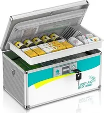 Locking First Aid Box Glosen Large 14x8.5 Security Medicine
