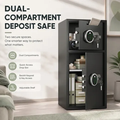 6.5 Cuft Extra Digital Large Safe Box, Home Safe with Deposit Slot& Double Alarm