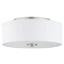 Progress Lighting 2-Light Flush Mount, Brushed Nickel with Fabric Shade