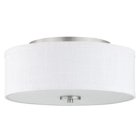 Progress Lighting 2-Light Flush Mount, Brushed Nickel with Fabric Shade
