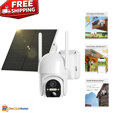 4G LTE Cellular Security Camera with SIM Card - 2K Solar Powered for Outdoor Use