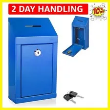 Metal Donation Box-Suggestion Box with Slot and lock-Cash Lock box for Money-...