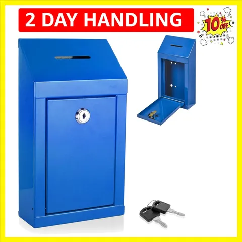 Metal Donation Box-Suggestion Box with Slot and lock-Cash Lock box for Money-...