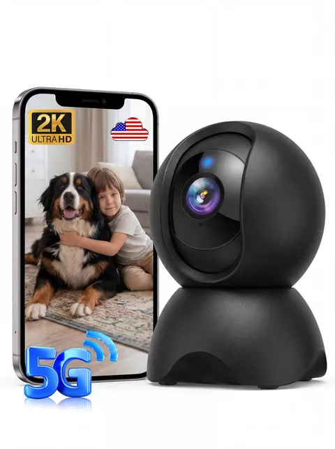 2K 5G Indoor Security Camera, No Subscription AI Baby Monitor with Phone App ...