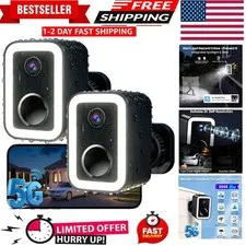 2 Pack】Security Cameras Wireless Outdoor, Color Night Vision Even in the Dark...