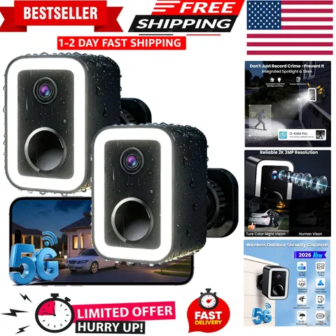 2 Pack】Security Cameras Wireless Outdoor, Color Night Vision Even in the Dark...