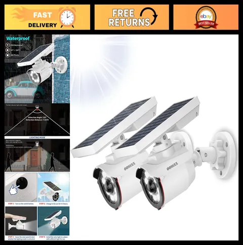 Solar Powered Outdoor Fake Camera & Motion Sensor Floodlight - Wireless, Waterpr