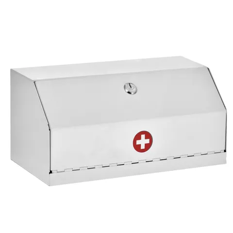 AdirMed Locking Drug Cabinet – Wall Mount Heavy Duty White Steel Prescription Me