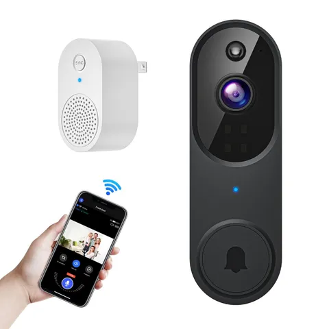 Orbitell Wireless Wi-Fi Video Doorbell Camera with Two Way Audio, AI Black