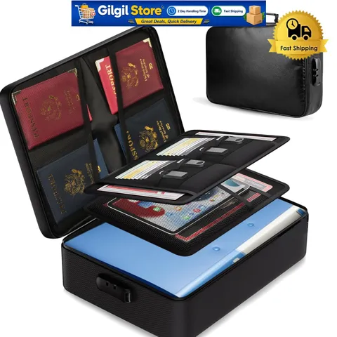 Durable Lockable Document Organizer with Fireproof Insulation, Black 14.2x10.6