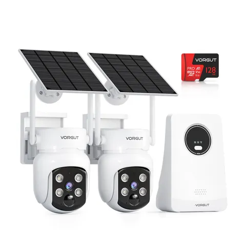 VORGUT Solar Security Cameras Wireless Outdoor, 4MP 2 Cam Kit, white