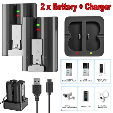 2X Battery For Ring-Doorbell Video 2/3/3 Plus/4 Spotlight/Stick Up Peephole Cam