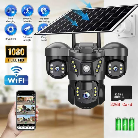  15MP Solar Battery Wireless WiFi Outdoor Pan/Tilt Home Security Camera System