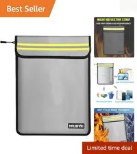 Ultra Durable Fireproof Waterproof Storage Bag, Ideal for A4 Documents - Gray