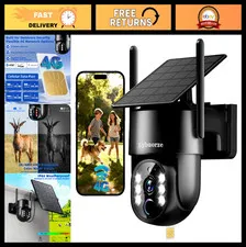 4G LTE Solar Security Camera Outdoor, No WiFi, 4MP HD Night Vision, AI Motion De
