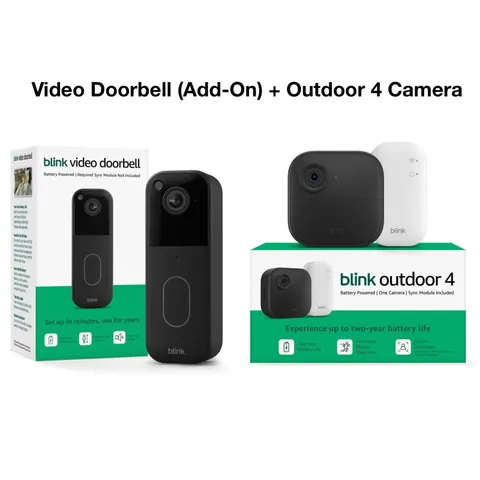 Blink Outdoor 4 Wireless Camera Security System & Blink Video Doorbell BUNDLE