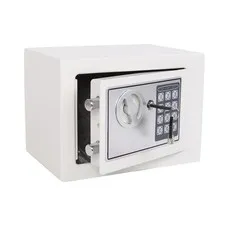 Yuanshikj Small Steel Security Safe Box with 17E, WHITE SILVER