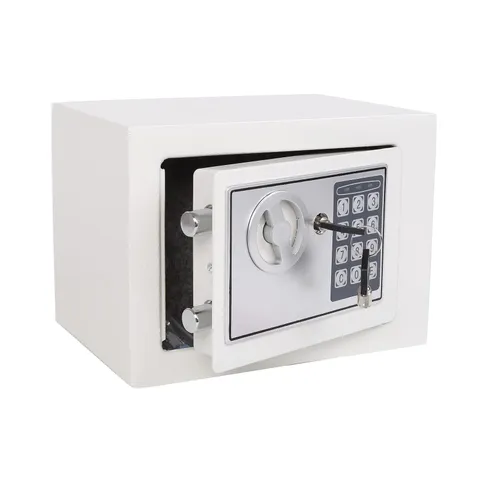 Yuanshikj Small Steel Security Safe Box with 17E, WHITE SILVER
