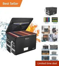 Secure Fireproof Zipper File Box - Portable and Dustproof with Reflective Strip