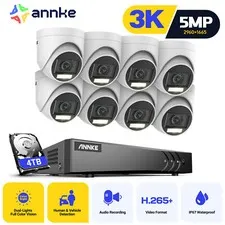 ANNKE 8CH DVR 5MP Color Night Security Camera System AI Detection Outdoor H.265+