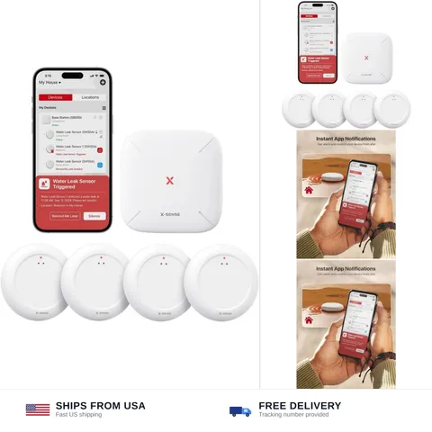 X-Sense Wi-Fi Water Leak Detector Kit, Smart Water Sensor Alarm with App Aler...