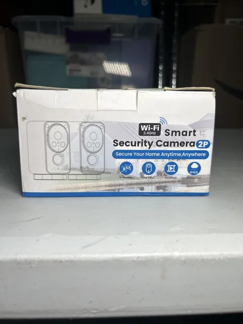 Wi-Fi Wireless Outdoor Smart Security Camera 2-Pack w/ 4in LCD Monitor OPEN BOX