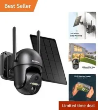 2K Solar Security Camera - 360° Wireless Outdoor Surveillance with Night Vision