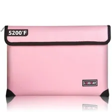 5200 Thermal Insulated Fireproof Document Bag Waterproof Money Bag Pink