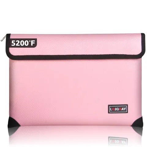 5200 Thermal Insulated Fireproof Document Bag Waterproof Money Bag Pink