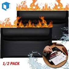 1/2PCS Small Fireproof Money Bag Waterproof Safe Document Wallet Pouch Storage